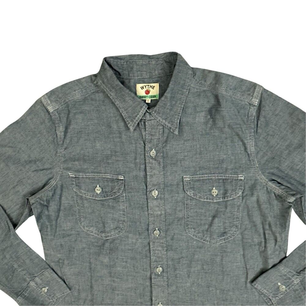 Wythe Chambray Work Shirt in Distressed Indigo Men’s Large Sweet Cider